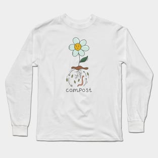 Flower in pile of ground, Composting process Long Sleeve T-Shirt